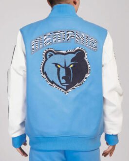 Memphis Grizzlies Animal Patches Blue Varsity Jacket
