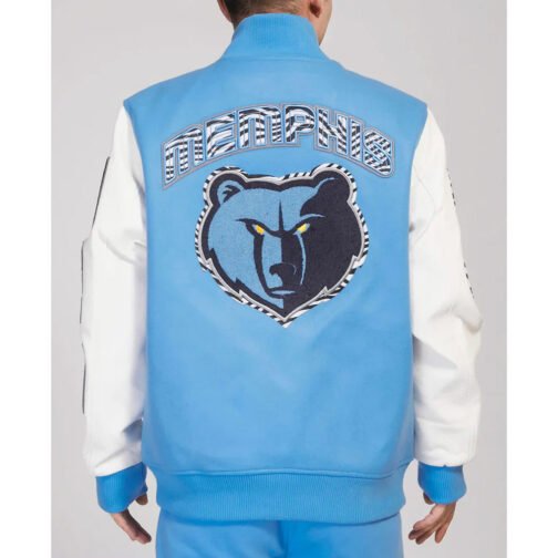 Memphis Grizzlies Animal Patches Blue Varsity Jacket - Image 2
