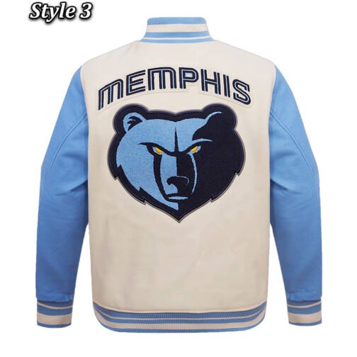 Memphis Grizzlies Blue and White Varsity Jacket - Image 6
