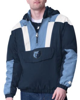 Navy/Blue Memphis Grizzlies Charger Half-Zip Pullover Jacket