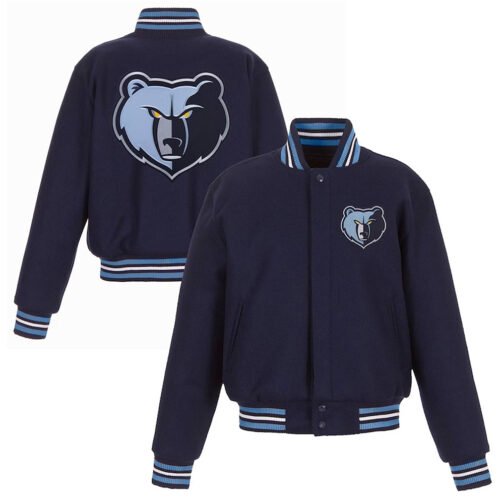 Varsity Memphis Grizzlies Embroidered Navy Blue Wool Jacket - Image 5