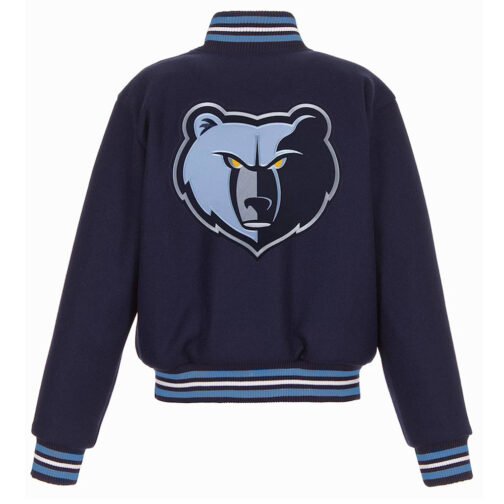 Varsity Memphis Grizzlies Embroidered Navy Blue Wool Jacket - Image 4