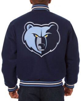 Varsity Memphis Grizzlies Embroidered Navy Blue Wool Jacket