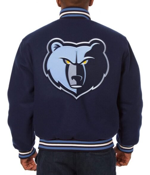 Varsity Memphis Grizzlies Embroidered Navy Blue Wool Jacket - Image 2