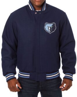 Varsity Memphis Grizzlies Embroidered Navy Blue Wool Jacket