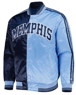 Memphis Grizzlies Fast Break Navy/Light Blue Satin Jacket