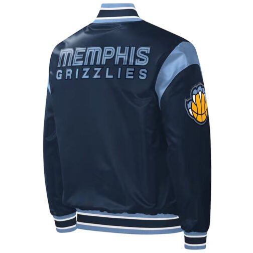 Memphis Grizzlies Force Play Navy Varsity Satin Jacket - Image 2