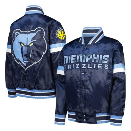 Memphis Grizzlies Home Game Navy Satin Jacket - Image 3