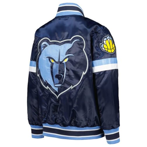 Memphis Grizzlies Home Game Navy Satin Jacket - Image 2