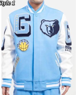 Memphis Grizzlies Blue and White Varsity Jacket