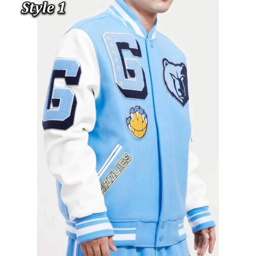 Memphis Grizzlies Blue and White Varsity Jacket - Image 8