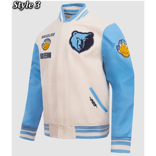Memphis Grizzlies Blue and White Varsity Jacket - Image 10