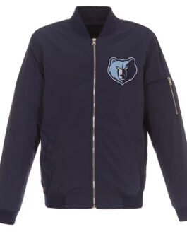 Navy Memphis Grizzlies Bomber Lightweight Nylon Jacket