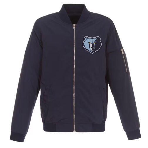 Navy Memphis Grizzlies Bomber Lightweight Nylon Jacket