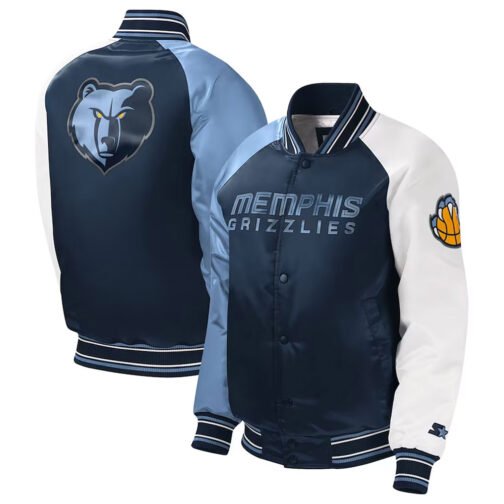 Memphis Grizzlies Navy Youth Varsity Satin Jacket - Image 3