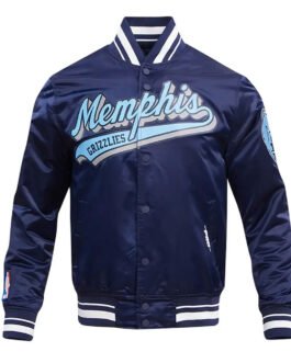 Memphis Grizzlies Script Tail Navy Satin Jacket