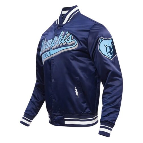 Memphis Grizzlies Script Tail Navy Satin Jacket - Image 3