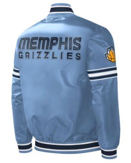 Memphis Grizzlies Slider Light Blue Varsity Satin Jacket