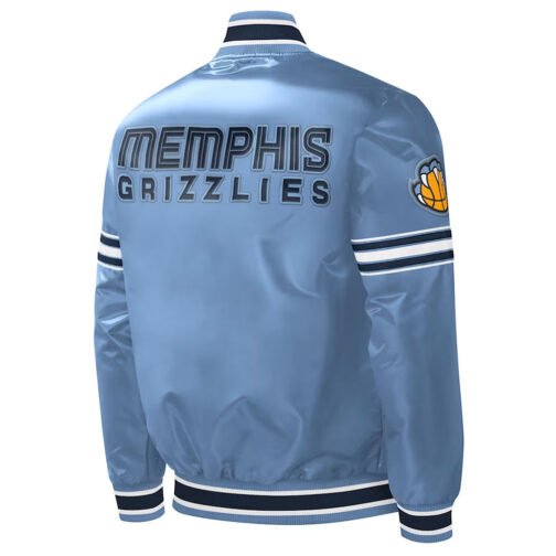 Memphis Grizzlies Slider Light Blue Varsity Satin Jacket - Image 2