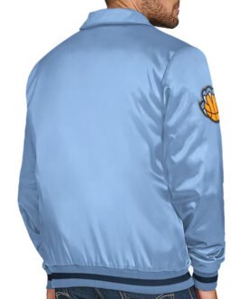 Memphis Grizzlies Stitch Applique Light Blue Satin Jacket