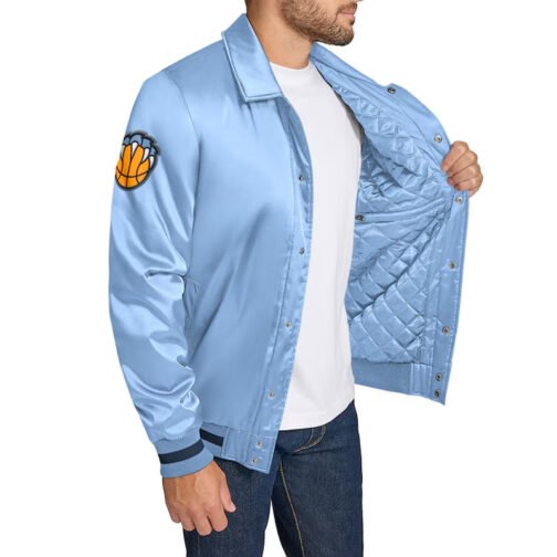 Memphis Grizzlies Stitch Applique Light Blue Satin Jacket - Image 3