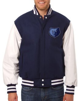 Memphis Grizzlies Navy and White Varsity Jacket