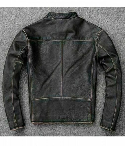 Men’s Faded Black Leather Jacket - Image 2