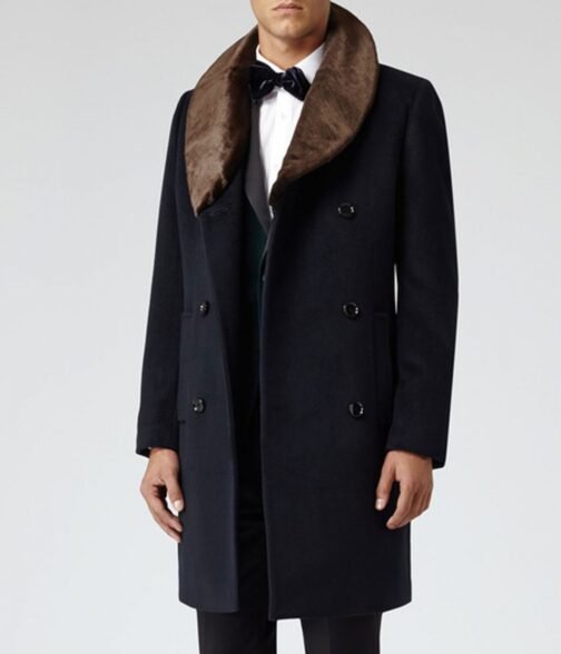 Men’s Reiss Brody Navy Blue Coat with Shawl Collar - Image 4