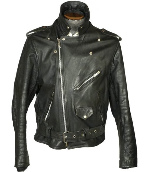 Men’s 1960s Motorcycle Belted Black Leather Jacket - Image 3