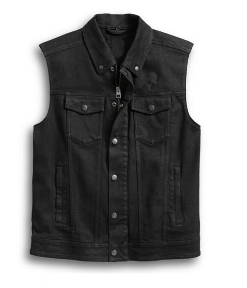 Men’s 3 In 1 Black Denim Motorcycle Jacket - Image 4