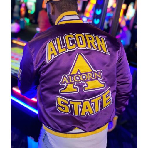 Men’s Alcorn State University Satin Jacket - Image 4