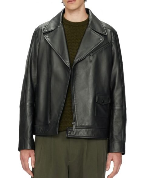 Men’s Classic Carve Black Leather Motorcycle Jacket - Image 4