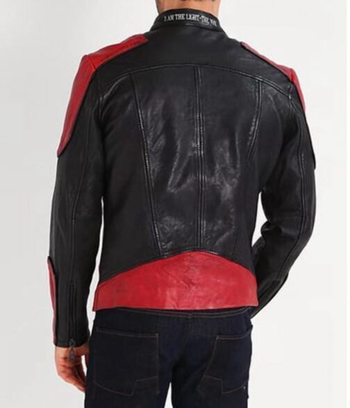 Men’s Red and Black New Fashion Biker Jacket - Image 2