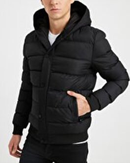 Mens Red and Black Bubble Hooded Jacket
