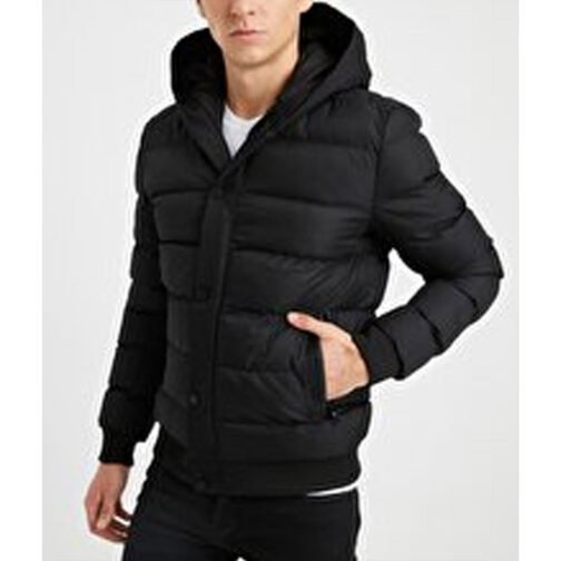 Mens Red and Black Bubble Hooded Jacket - Image 2