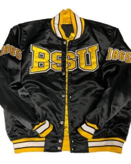 Men’s Bowie State University Black Satin Jacket