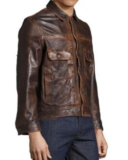 Men’s Gilded Age Cognac Coffee Brown Leather Jacket