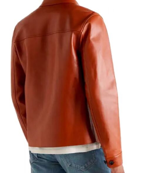Men’s Blouson Brown Designer Leather Jacket - Image 3