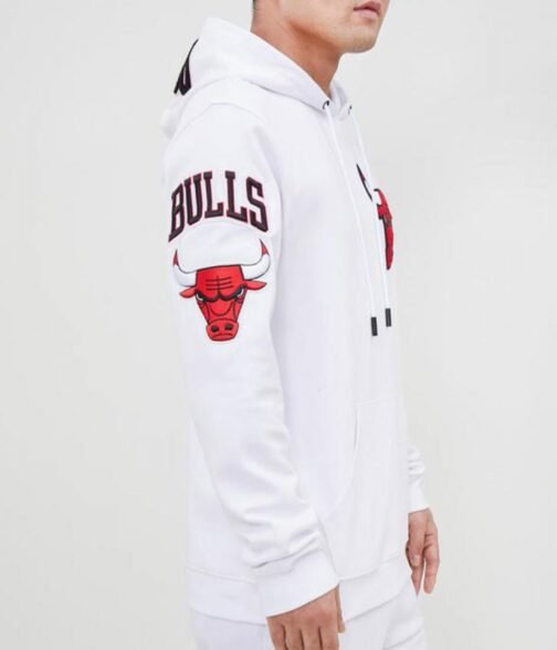 White Chicago Bulls Fleece Hoodie - Image 3