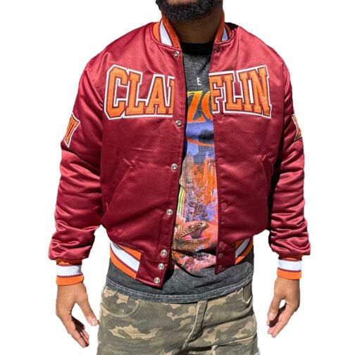 Men’s Claflin University Satin Jacket - Image 2