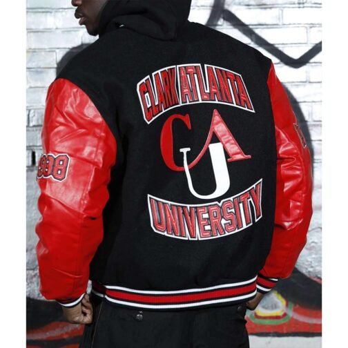 Men’s Clark Atlanta University Black and Red Varsity Jacket - Image 4