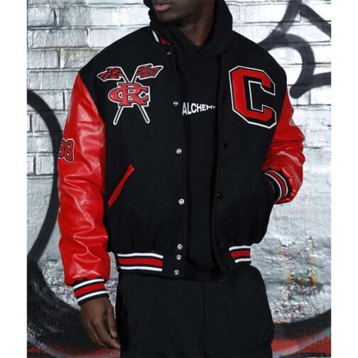 Men’s Clark Atlanta University Black and Red Varsity Jacket - Image 3