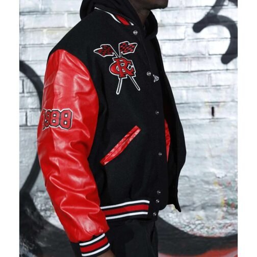 Men’s Clark Atlanta University Black and Red Varsity Jacket - Image 5