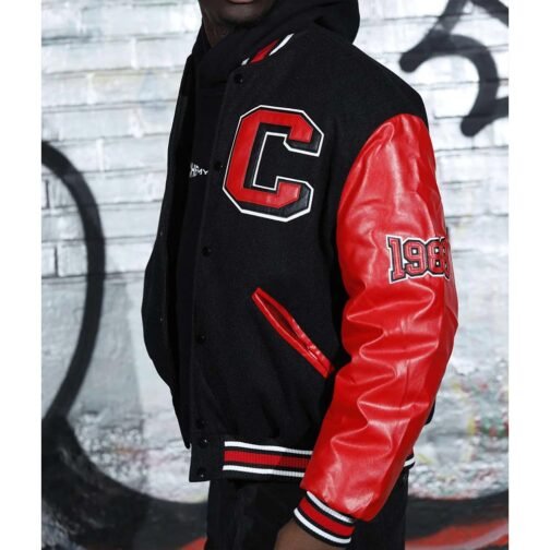 Men’s Clark Atlanta University Black and Red Varsity Jacket - Image 6