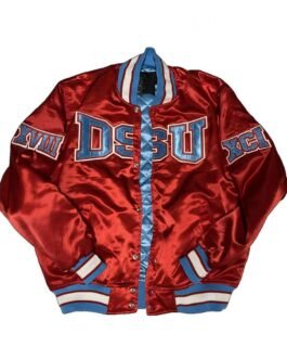 Men’s Burgundy Delaware State University Satin Jacket