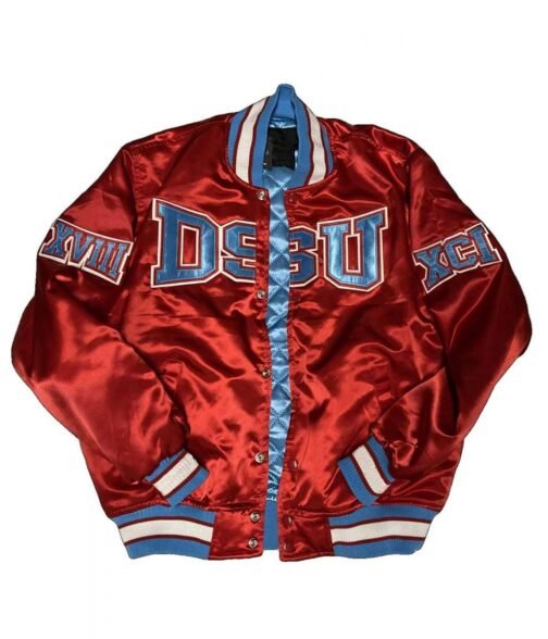 Men’s Burgundy Delaware State University Satin Jacket