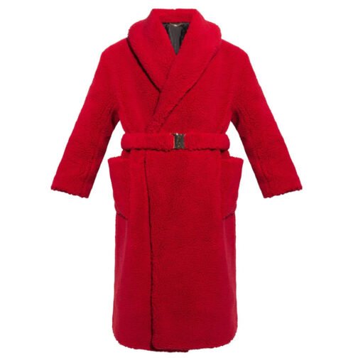 Red Faux Fur Sherpa Coat - Image 3