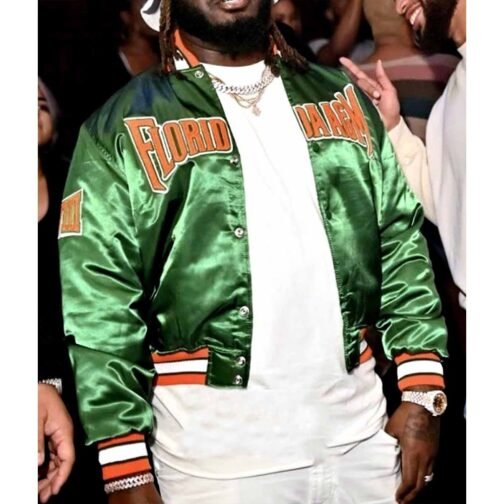 Men’s Florida A&M University Green Satin Jacket - Image 2