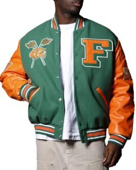 Men’s Florida A&M University Green and Orange Varsity Jacket