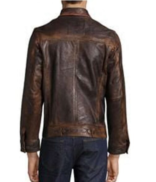 Men’s Gilded Age Cognac Coffee Brown Leather Jacket - Image 3